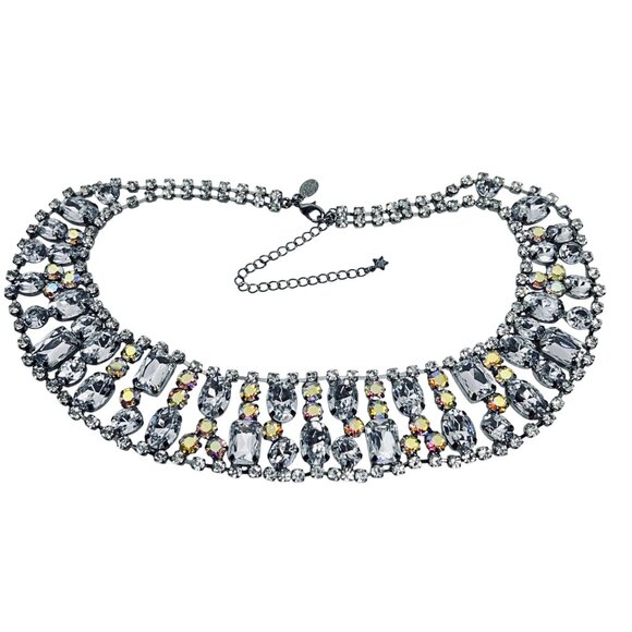 Kirks Folly Silver Tone Aurora Borealis And Clear Rhinestone Collar Necklace (59 - Picture 7 of 10